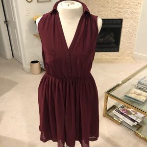 Forever 21 Burgundy Dress with Sheer Back - Size S